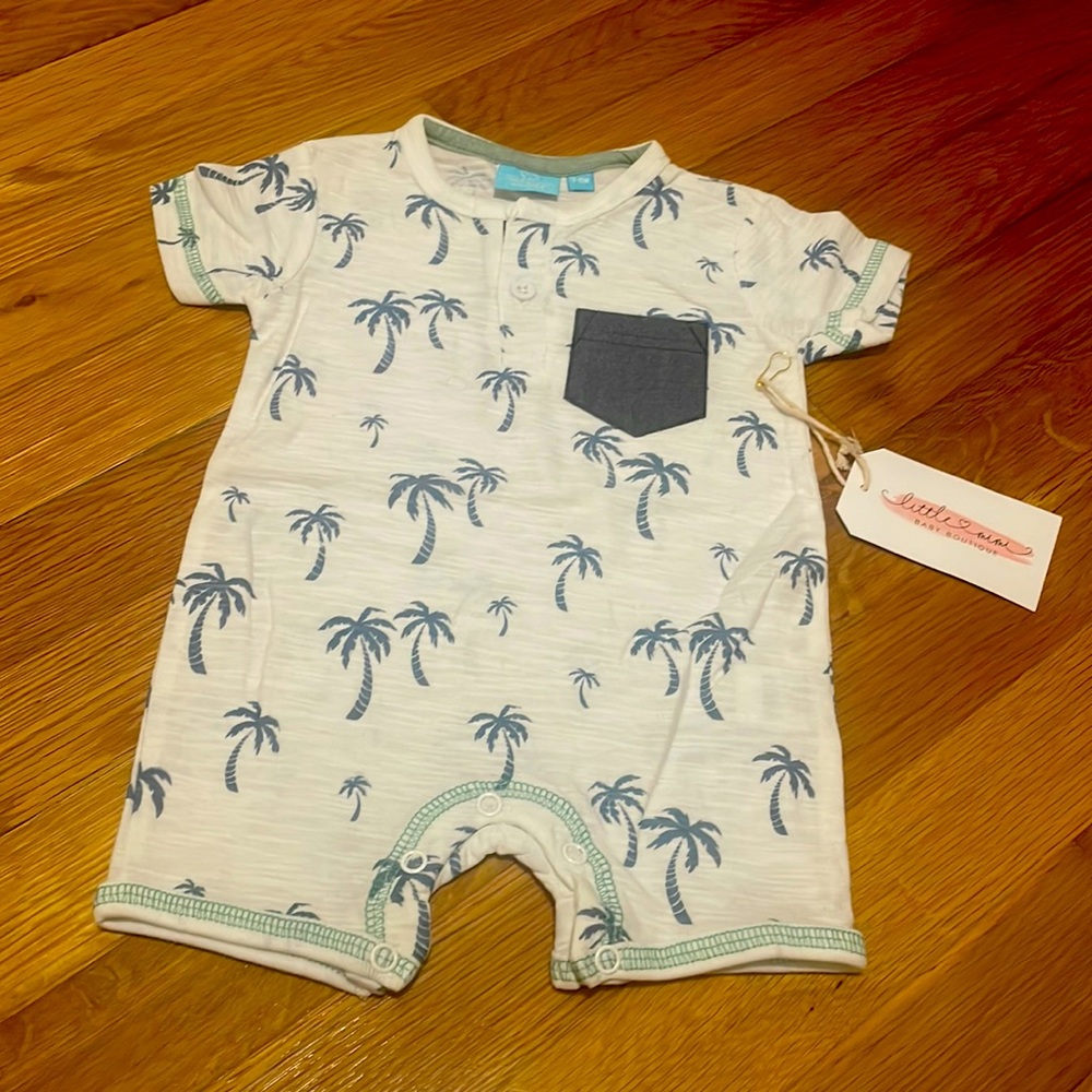 Baby Boy Palm Tree Tropical Short-sleeve Onesie